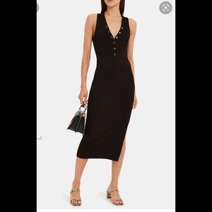THE RANGE BLACK RIBBED JERSEY KNIT TANK MIDI DRESS SIZE SMALL BODYCON